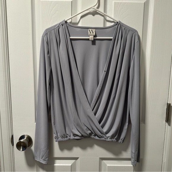 Worthington Womens V Neck Long Sleeve Wrap Shirt - Picture 3 of 8